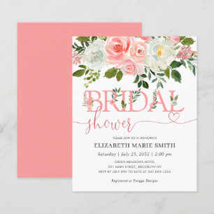 Floral Blush Pink Budget Bridal Shower Invitation