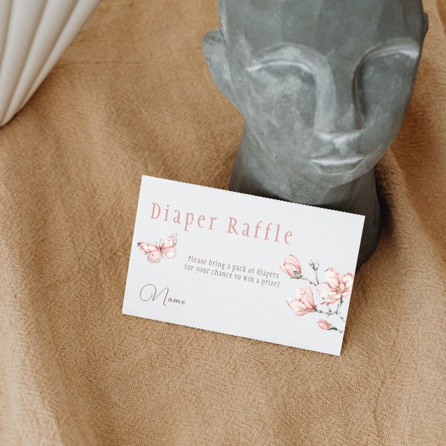 Floral Blush Pink Butterfly Girl Baby Shower Game Enclosure Card (Creator Uploaded)