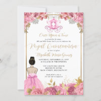 Floral Blush Pink Cinderella Royal Quinceanera