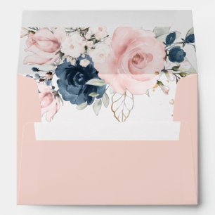 Floral blush pink elegant wedding envelope