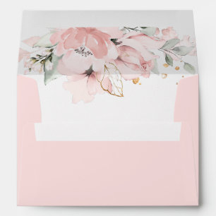 Floral blush pink elegant wedding envelope