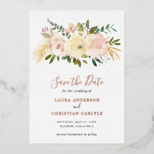 Floral Blush Pink Elegant Wedding Save The Date