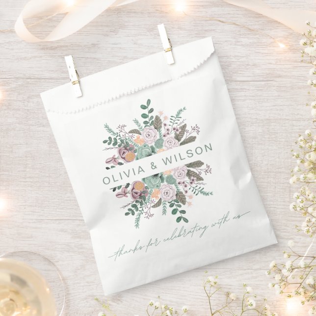 Floral blush pink eucalyptus greenery wedding favo favour bags (Clipped)