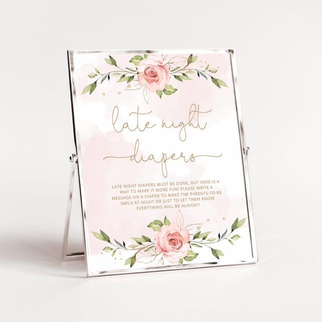 Floral blush pink eucalyptus Late night diapers Poster (Creator Uploaded)