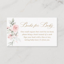 Floral Blush Pink Gold Baby Shower Books for Baby