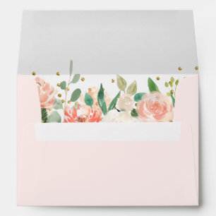 Floral Blush Pink Gold Confetti Envelope