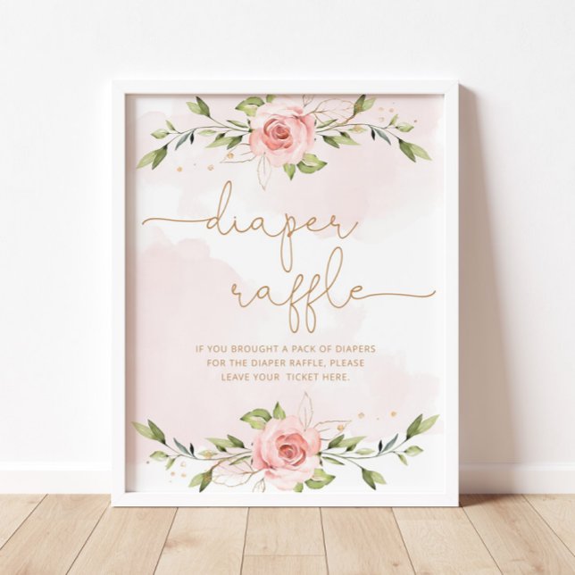 Floral blush pink gold foil diaper raffle Poster (Creator Uploaded)
