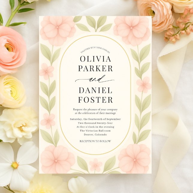 Floral Blush Pink Hydrangea Botanical Wedding Invi Invitation (Creator Uploaded)