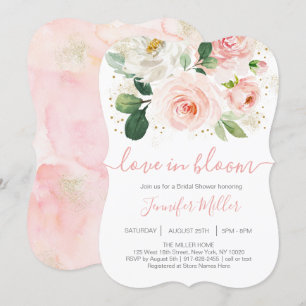 Floral Blush Pink Love In Bloom Bridal Shower Invitation