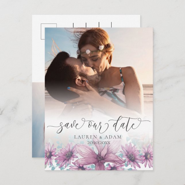 Floral Blush Pink Magnolia Save the Date Wedding   Announcement Postcard (Front/Back)