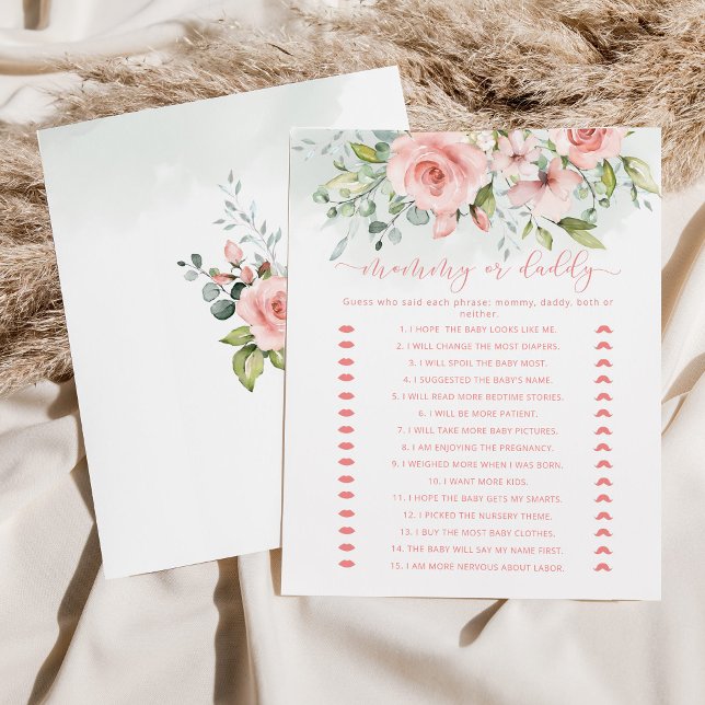 Floral blush pink mummy or daddy baby shower game (Creator Uploaded)