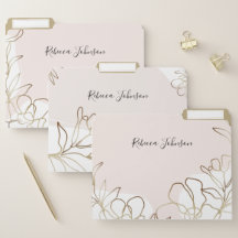 Floral Blush Pink Personalised File Folder