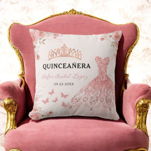 Floral Blush Pink Princess Quinceanera Cushion