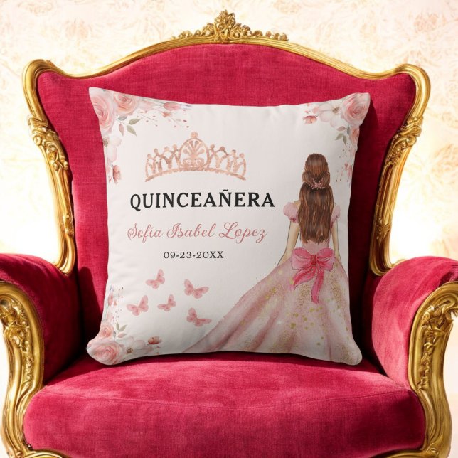 Floral Blush Pink Princess Quinceanera Cushion (Creator Uploaded)