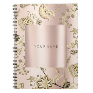 FLORAL Blush Pink Rose Gold Powder Metallic Notebook