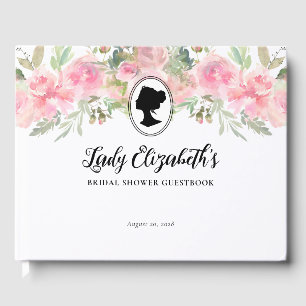Floral Blush Pink Vintage Regency Bridal Shower Guest Book