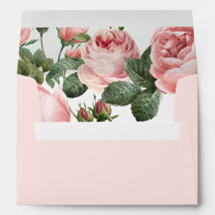 Floral Blush Pink Watercolor Roses Return Address Envelope