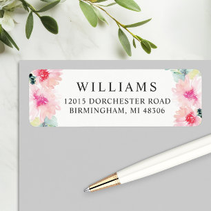 Floral Blush Pink Watercolor Wedding Address