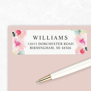 Floral Blush Pink Watercolor Wedding Address