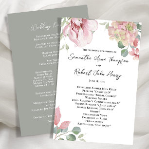 Floral Blush Pink Wedding Ceremony Program