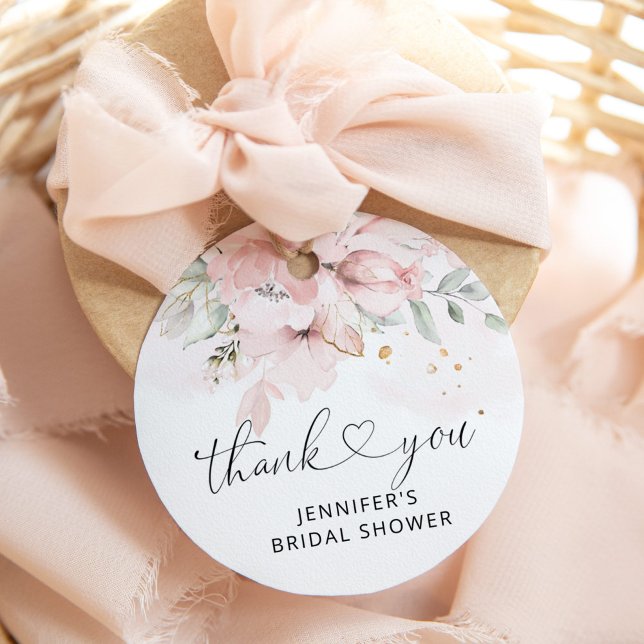 Floral blush roses bridal shower favour tag (Creator Uploaded)