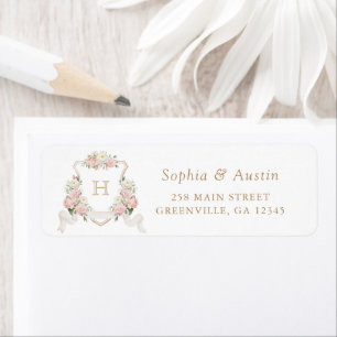 Floral Blush Roses Wedding Crest Return Address