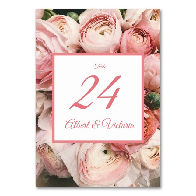 Floral Blush Table Number (Front)