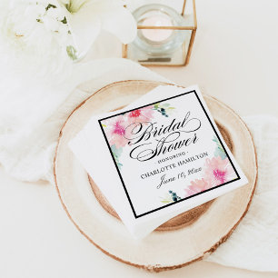 Floral Blush Watercolor Wedding Bridal Shower Napkin