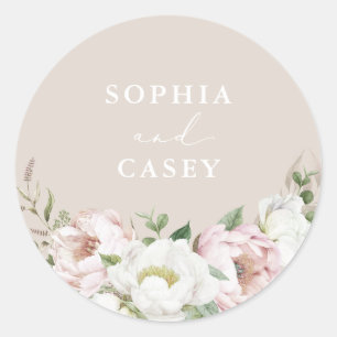Floral Blush White Peony Greenery Envelope Seal