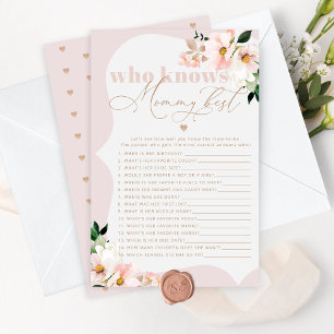 Floral blush Who knows mummy best baby shower game