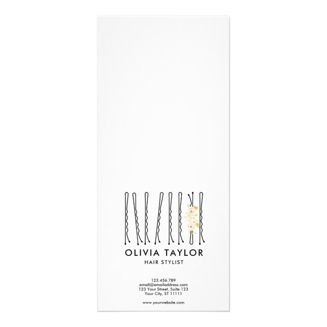 Floral Bobby Pins Hair Stylist Hair Salon Rack Card (Back)