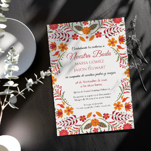 Floral Boda Fiesta Colourful Spanish Wedding Invitation