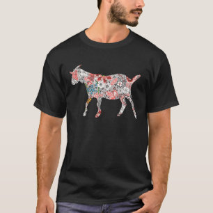 Floral BOER GOAT Farm Animal For Farmer Ranch Life T-Shirt