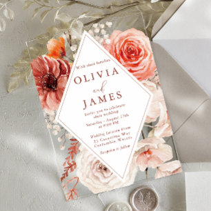 Floral Bohemian Frame Modern Wedding Acrylic Invitations