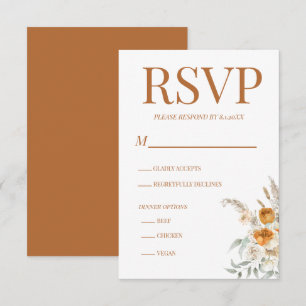 Floral Bohemian Modern Terracotta RSVP Cards