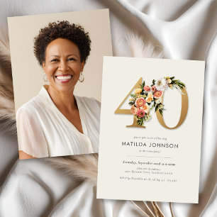 Floral Boho 40th Birthday Invitation