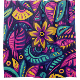 Floral Boho Abstract colorful 17 Shower Curtain