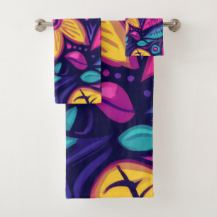 Floral Boho Abstract colourful 13 Bath Towel Set
