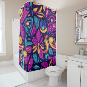 Floral Boho Abstract colourful 1 Shower Curtain