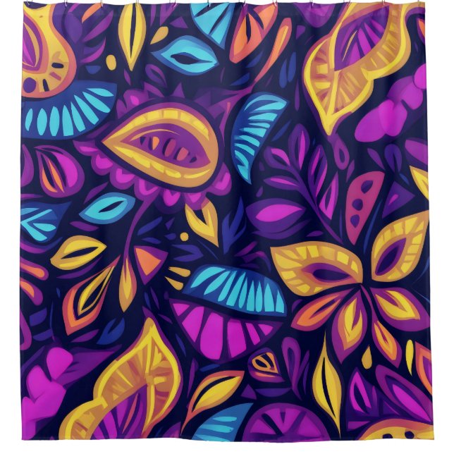 Floral Boho Abstract colourful 2 Shower Curtain (Front)