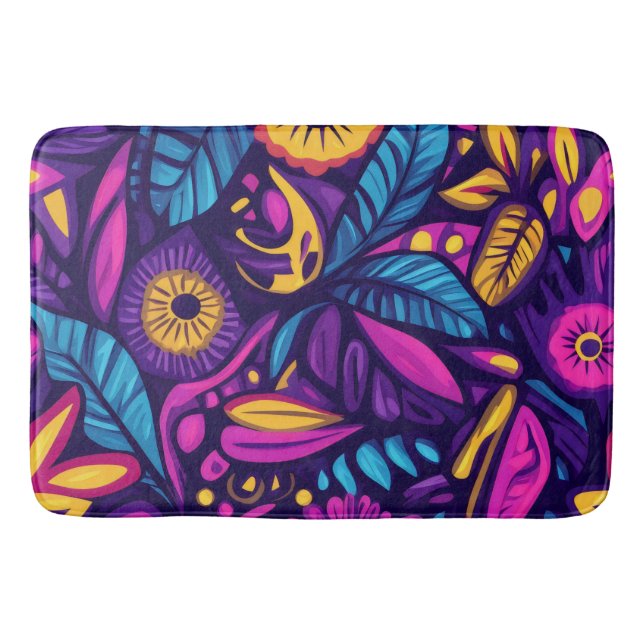 Floral Boho Abstract colourful 9 Bath Mat (Front)