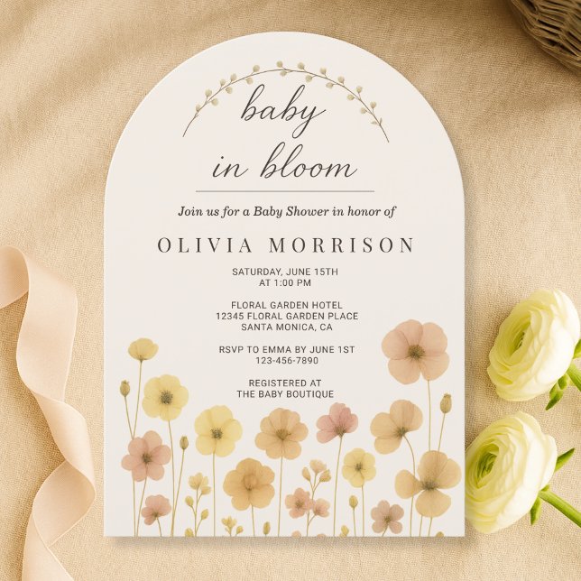 Floral Boho Baby In Bloom Baby Shower  Invitation (Creator Uploaded)