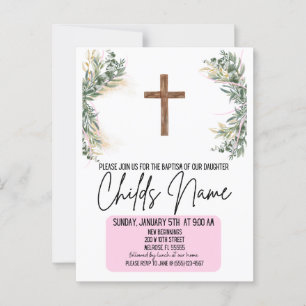 Floral Boho Baptism Invitations