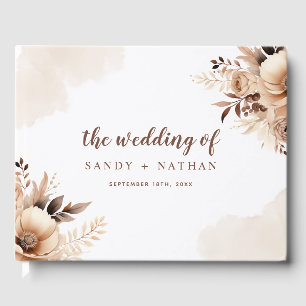 Floral Boho Beige Wedding Guest Book