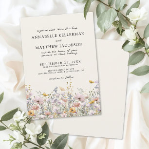 Floral Boho Beige Wildflower Wedding Invitation