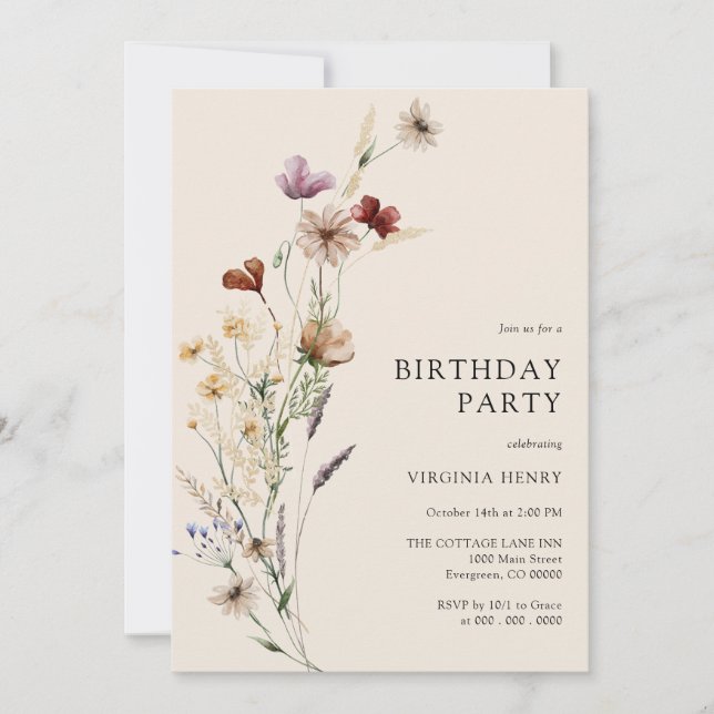 Floral Boho Birthday Invitation (Front)