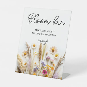 Floral Boho Bloom Bar  Pedestal Sign