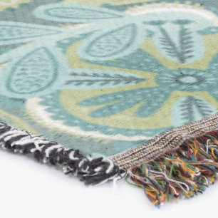 Floral Boho Botanical Pattern Throw Blanket