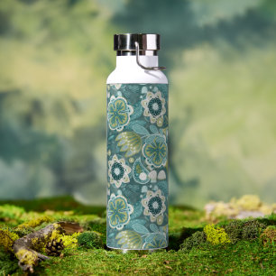 Floral Boho Botanical Pattern Water Bottle