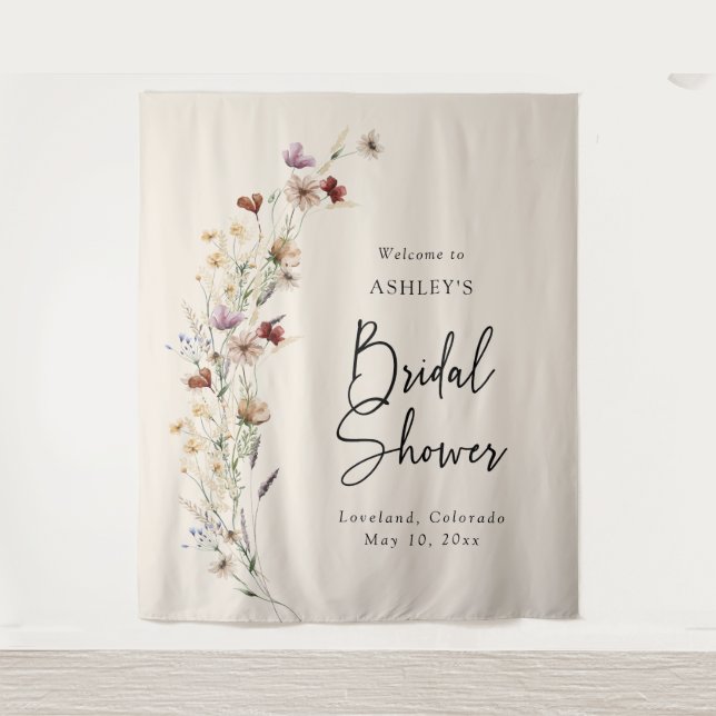 Floral Boho Bridal Shower Tapestry (Front)